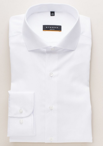 Eterna Hemd SLIM FIT UNI POPELINE weiss mit Hai Kragen in schmaler Schnittform
