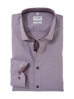 Olymp Hemd BODY FIT TWILL dunkelrot mit Modern Kent Kragen in schmaler Schnittform