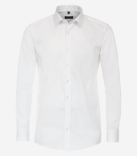 Chemise Redmond COMFORT FIT UNI POPELINE blanc avec col Kent en coupe classique