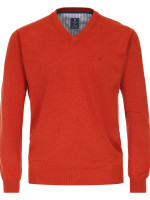 Redmond Jumper REGULAR FIT MELANGE rood met V-hals-kraag in klassieke snit