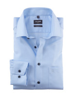 Olymp Hemd MODERN FIT TWILL hellblau mit Global Kent Kragen in moderner Schnittform