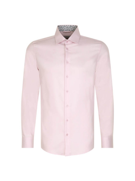 Seidensticker shirt SLIM TWILL pink with New Kent collar in narrow cut