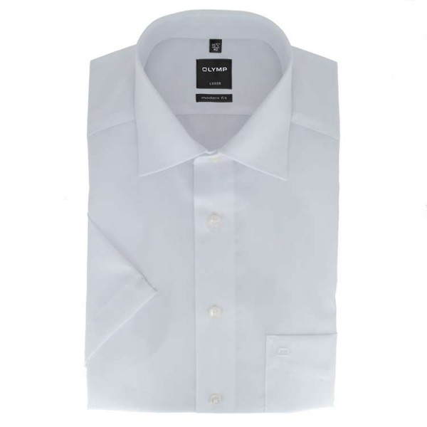 OLYMP Luxor modern fit shirt UNI POPELINE white with New Kent collar in modern cut