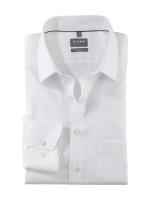 Olymp overhemd COMFORT FIT FAUX UNI wit met Global Kent-kraag in klassieke snit