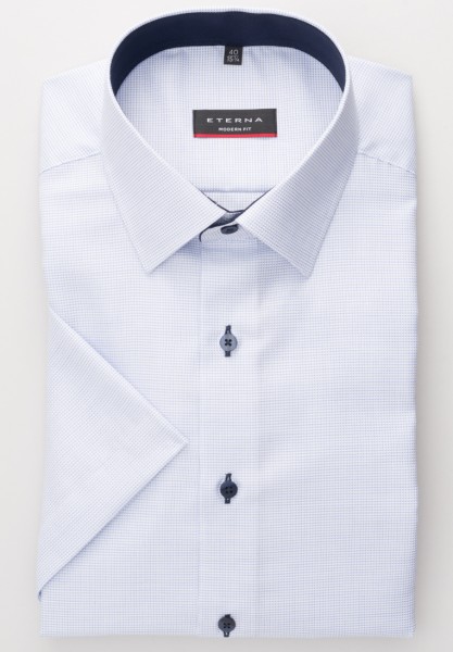 Eterna shirt MODERN FIT STRUCTURE light blue with Modern Kent collar in modern cut