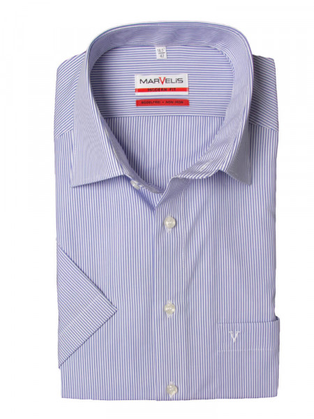 Marvelis MODERN FIT shirt UNI POPELINE light blue with New Kent collar in modern cut