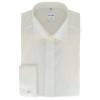 Chemise OLYMP Luxor soirée comfort fit UNI POPELINE beige avec col Nouveau Kent en coupe classique