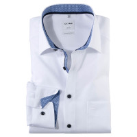 Chemise OLYMP Luxor comfort fit UNI POPELINE blanc avec col Nouveau Kent en coupe classique