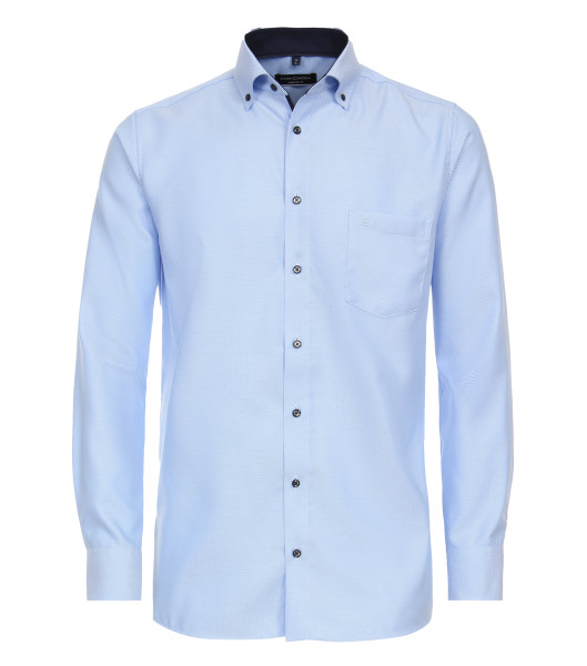 CASAMODA overhemd COMFORT FIT STRUCTUUR lichtblauw met Button Down-kraag in klassieke snit