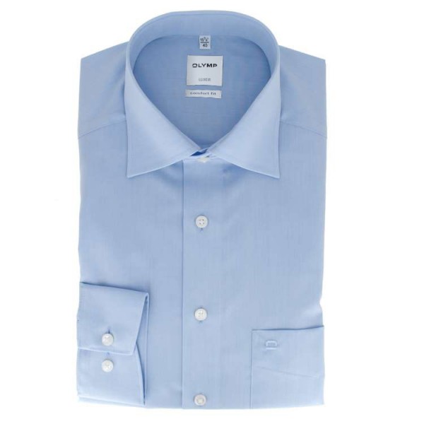 OLYMP Luxor comfort fit shirt CHAMBRAY light blue with New Kent collar in classic cut