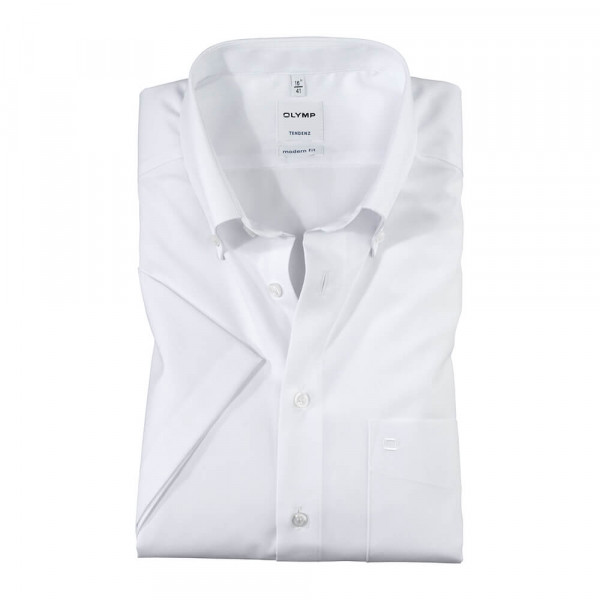 OLYMP Tendenz modern fit Hemd UNI POPELINE weiss mit Button Down Kragen in moderner Schnittform