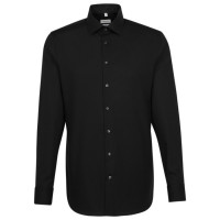Seidensticker SLIM FIT Hemd UNI POPELINE schwarz mit Business Kent Kragen in schmaler Schnittform