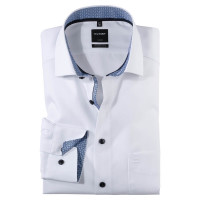 OLYMP Luxor modern fit shirt UNI POPELINE white with Global Kent collar in modern cut