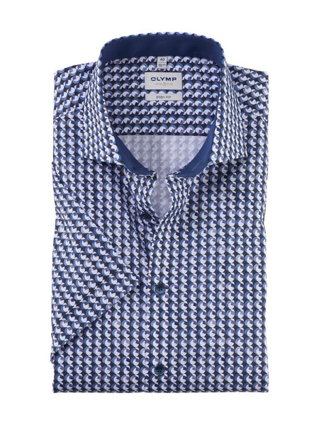 Olymp shirt LEVEL 5 UNI POPELINE dark blue with Royal Kent collar in narrow cut