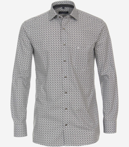 Chemise CasaModa COMFORT FIT PRINT gris avec col Kent en coupe classique