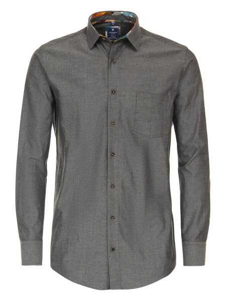 Redmond Hemd REGULAR FIT TWILL grau mit Button Down Kragen in klassischer Schnittform