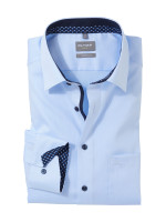 Olymp Hemd COMFORT FIT UNI POPELINE hellblau mit New Kent Kragen in klassischer Schnittform