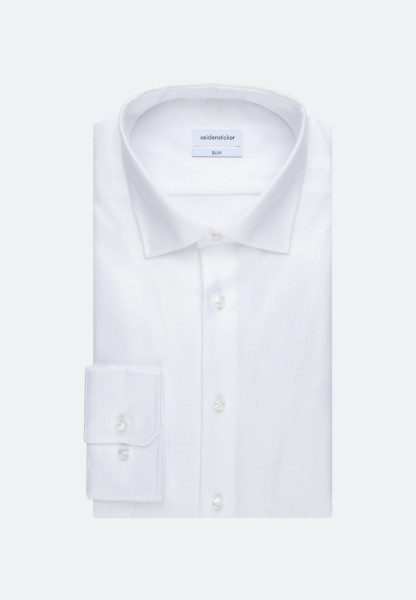 Seidensticker shirt SLIM FIT TWILL white with Business Kent collar in narrow cut