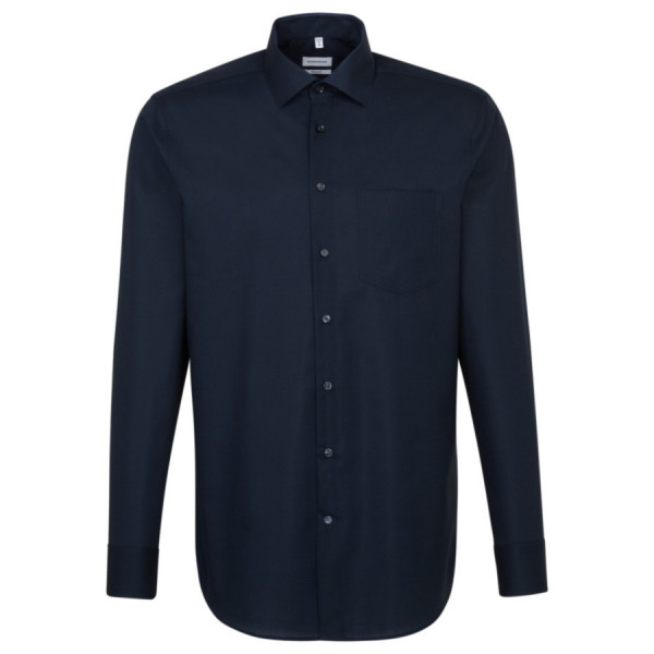 Seidensticker REGULAR shirt UNI POPELINE dark blue with Business Kent collar in modern cut