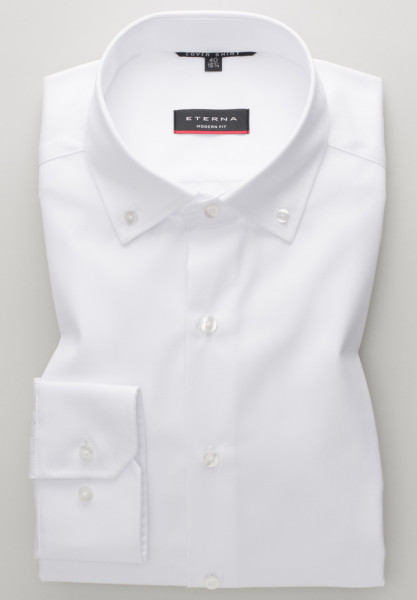 Eterna Hemd MODERN FIT TWILL weiss mit Button Down Kragen in moderner Schnittform