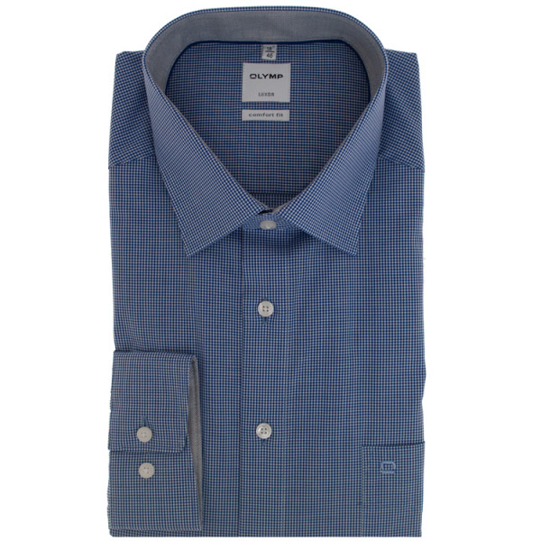 OLYMP Luxor comfort fit shirt OFFICE dark blue with New Kent collar in classic cut