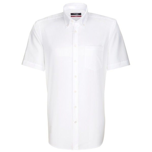 Seidensticker REGULAR shirt UNI POPELINE white with Button Down collar in modern cut