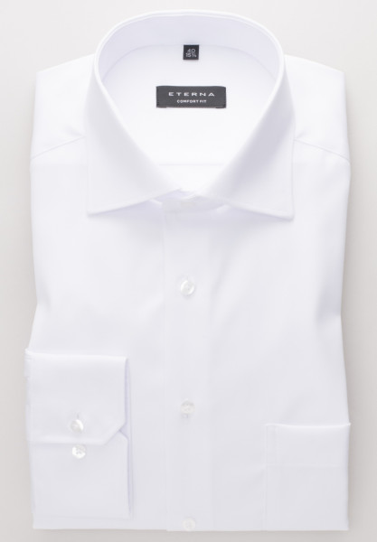 Eterna shirt COMFORT FIT TWILL white with Classic Kent collar in classic cut