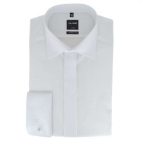 Chemise OLYMP Luxor soirée modern fit UNI POPELINE blanc avec col Nouveau Kent en coupe moderne