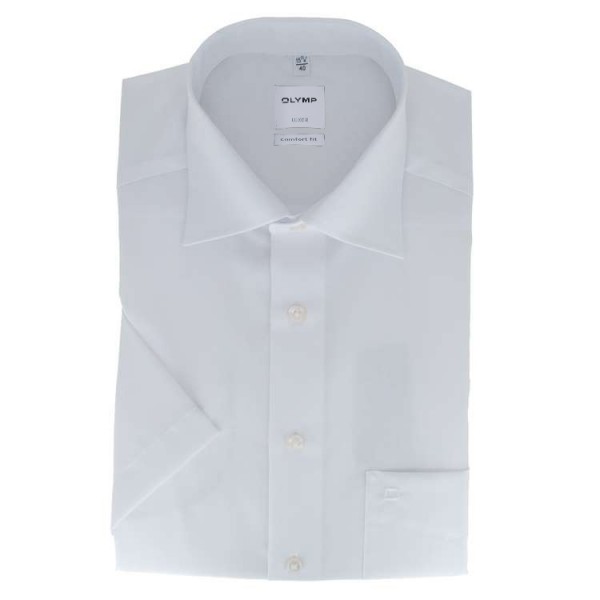 Chemise OLYMP Luxor comfort fit UNI POPELINE blanc avec col Nouveau Kent en coupe classique