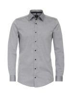 Chemise Venti BODY FIT UNI POPELINE gris avec col Kent en coupe étroite