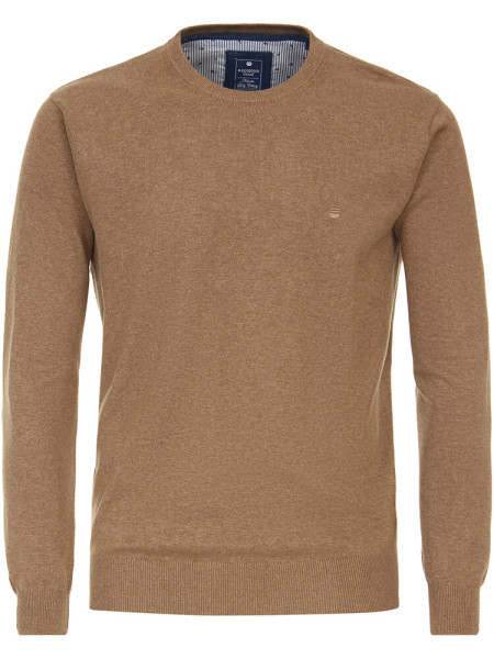 Redmond Pullover REGULAR FIT MELANGE beige mit Rundhals Kragen in klassischer Schnittform