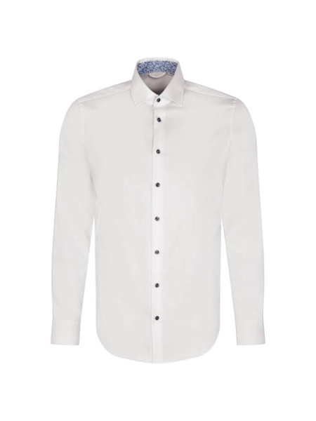 Seidensticker overhemd SLIM TWILL wit met Nieuw Kent-kraag in smalle snit
