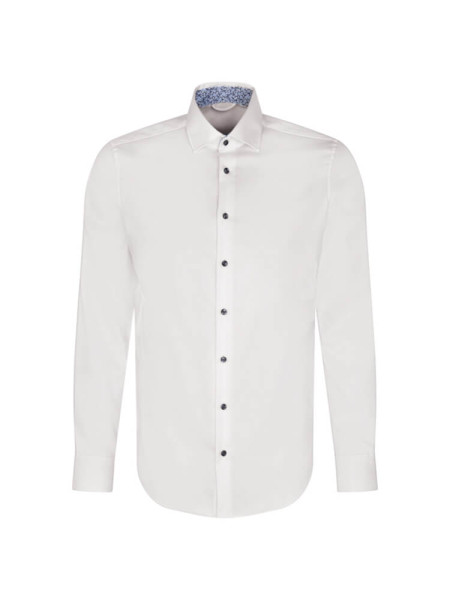 Seidensticker shirt SLIM TWILL white with New Kent collar in narrow cut