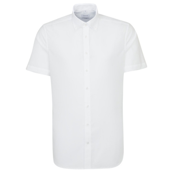 Seidensticker SHAPED Hemd UNI POPELINE weiss mit Button Down Kragen in moderner Schnittform