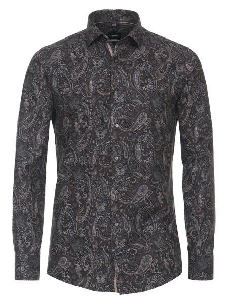 Venti shirt MODERN FIT PRINT brown with Button Down collar in modern cut