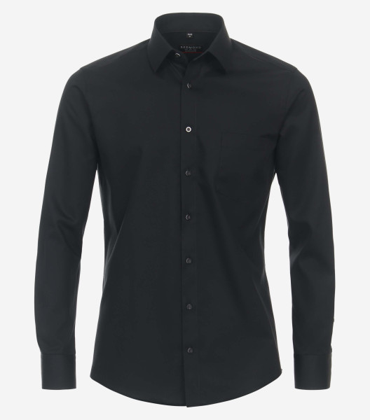 Redmond shirt MODERN FIT TWILL black with Kent collar in modern cut