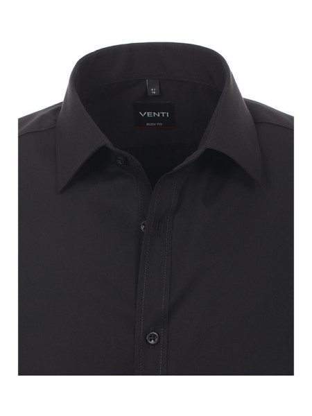 VENTI Slim Fit Hemd Schwarz Kent Popeline - Ansicht 1
