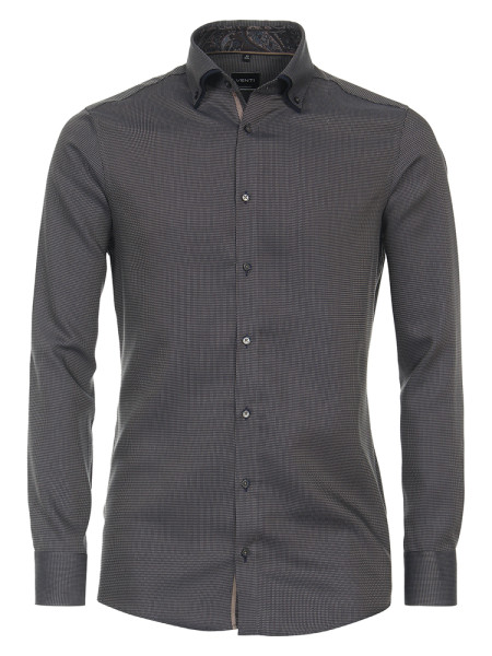 Venti shirt MODERN FIT STRUCTURE dark blue with Button Down collar in modern cut