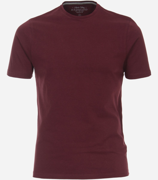 Redmond t-shirt REGULAR FIT JERSEY dark red with Round neck collar in classic cut