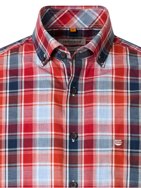 REDMOND Comfort Fit Hemd Rot Button-Down Hyperflex Dobby - Ansicht 1