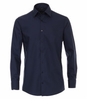 Venti overhemd MODERN FIT UNI POPELINE donkerblauw met Kentkraag in moderne snit