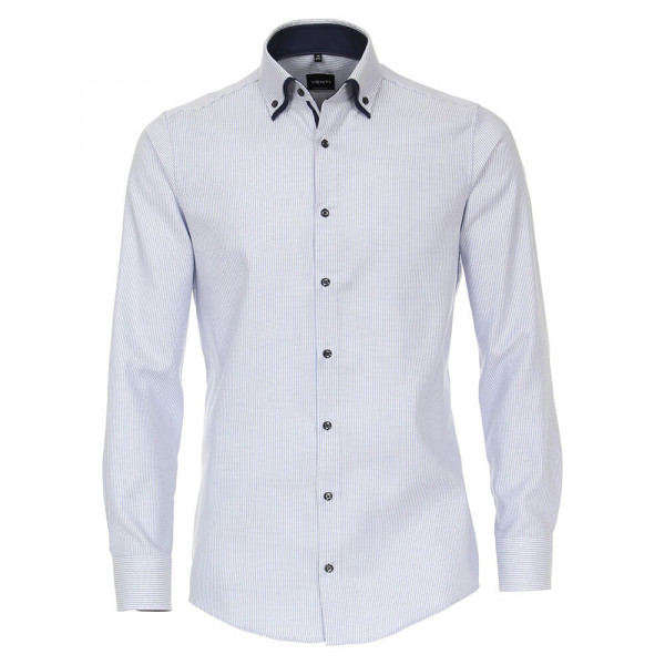 Venti Hemd MODERN FIT STRUKTUR mittelblau mit Button Down Kragen in moderner Schnittform