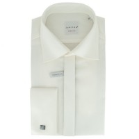 Chemise Jupiter MODERN FIT UNI POPELINE beige avec col Kent en coupe moderne
