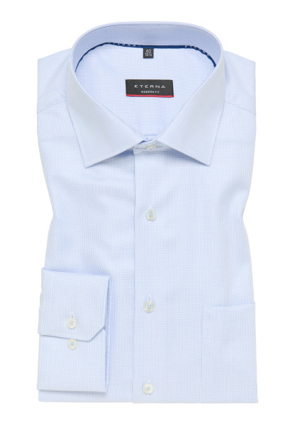 Eterna shirt MODERN FIT STRUCTURE light blue with Classic Kent collar in modern cut