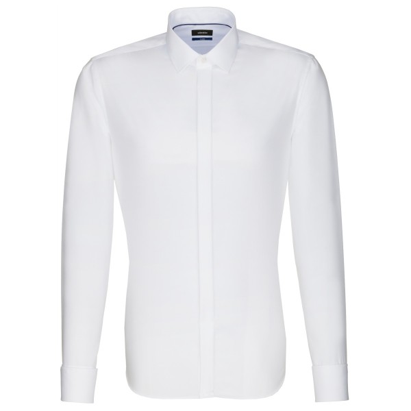 Seidensticker SHAPED shirt UNI POPELINE white with Business Kent Party collar in modern cut