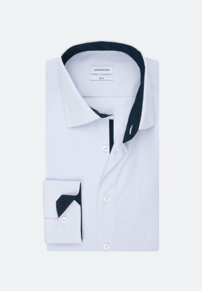 Seidensticker shirt SLIM FIT UNI POPELINE light blue with Business Kent collar in narrow cut
