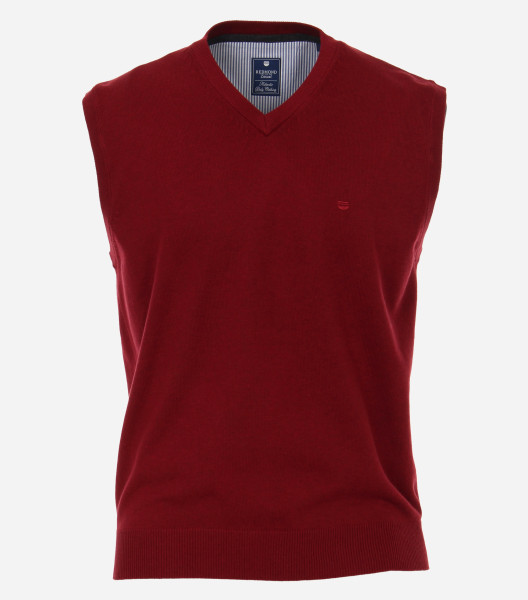 Redmond slipover REGULAR FIT KNITTED red with V-neck collar in classic cut