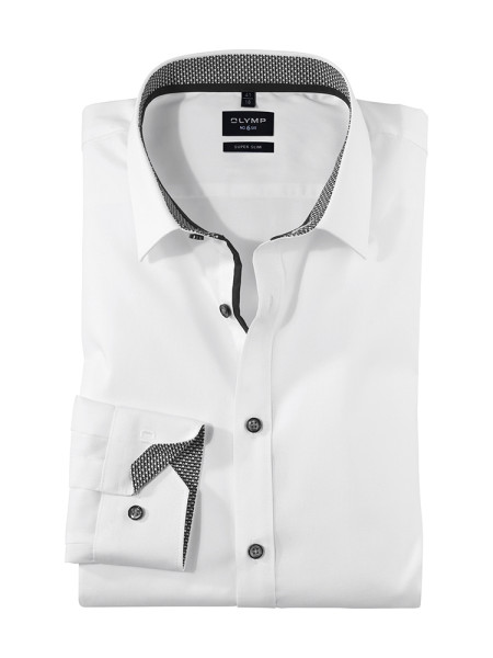 Chemise OLYMP SUPER SLIM UNI STRETCH blanc avec col Urban Kent en coupe super étroite