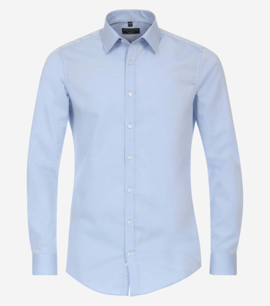 Redmond shirt SLIM FIT UNI POPELINE light blue with Kent collar in narrow cut