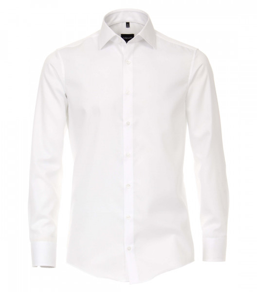 Chemise Venti MODERN FIT TWILL blanc avec col Kent en coupe moderne